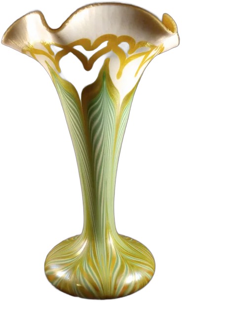 Pulled Feather Quezal Trumpet Vase